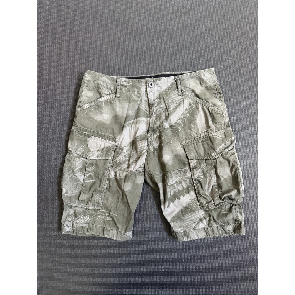 G-Star RAW Cargo Shorts Mens 34 Camo Rovic Pocket Military Y2K